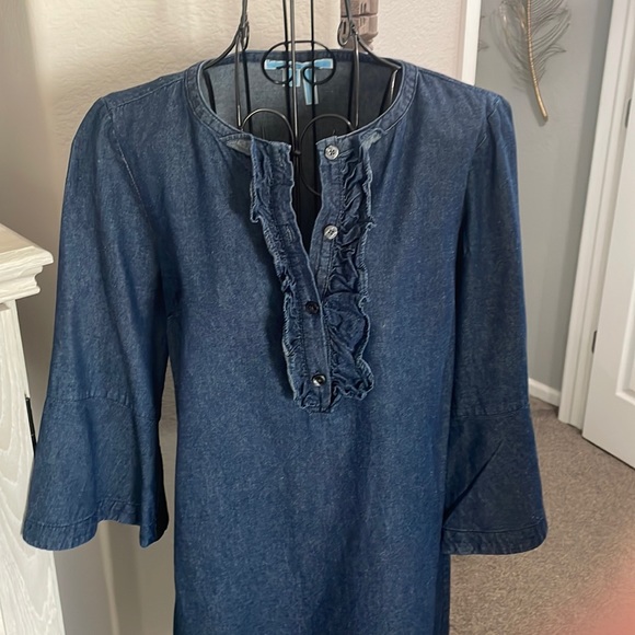 Draper James Chambray Ruffle Shift - Picture 2 of 7